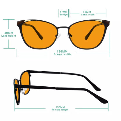 Orange Tinted Butterfly Blue Light Blocking Glasses Women