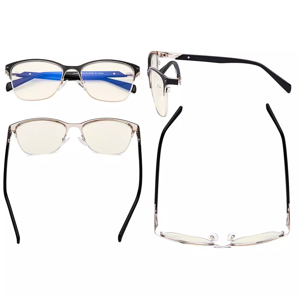 Semi-rim Blue Light Blocking Glasses Light Yellow Tinted