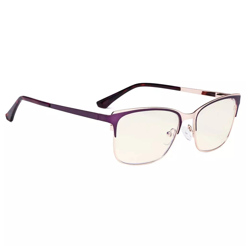 Square Blue Light Blocking Glasses Light Yellow Tinted Women