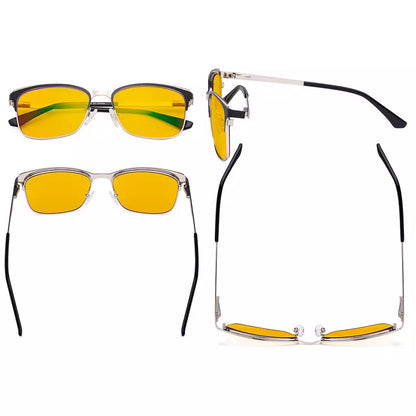 Square Blue Light Blocking Glasses Amber Tinted Women