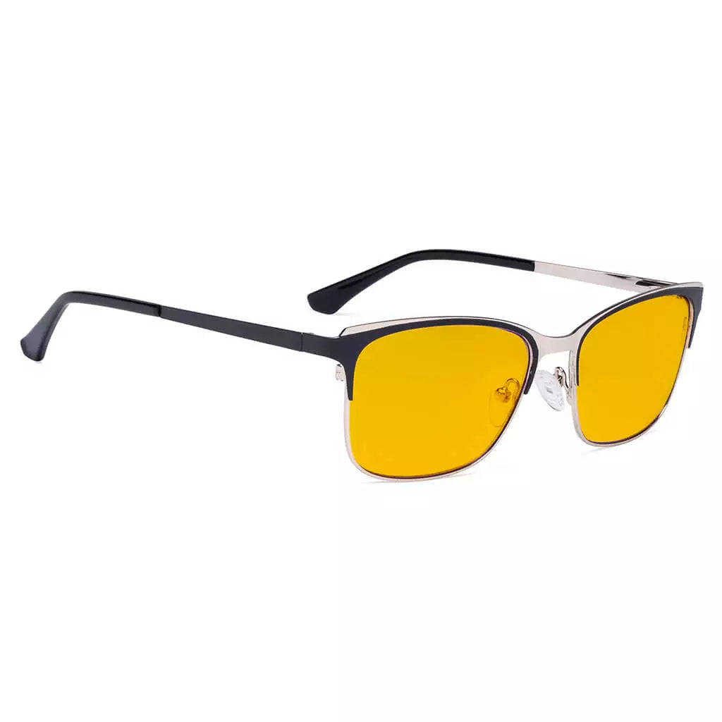 Square Blue Light Blocking Glasses Amber Tinted Women