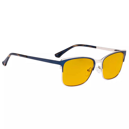 Square Blue Light Blocking Glasses Amber Tinted Women