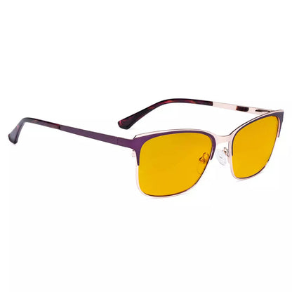 Square Blue Light Blocking Glasses Amber Tinted Women