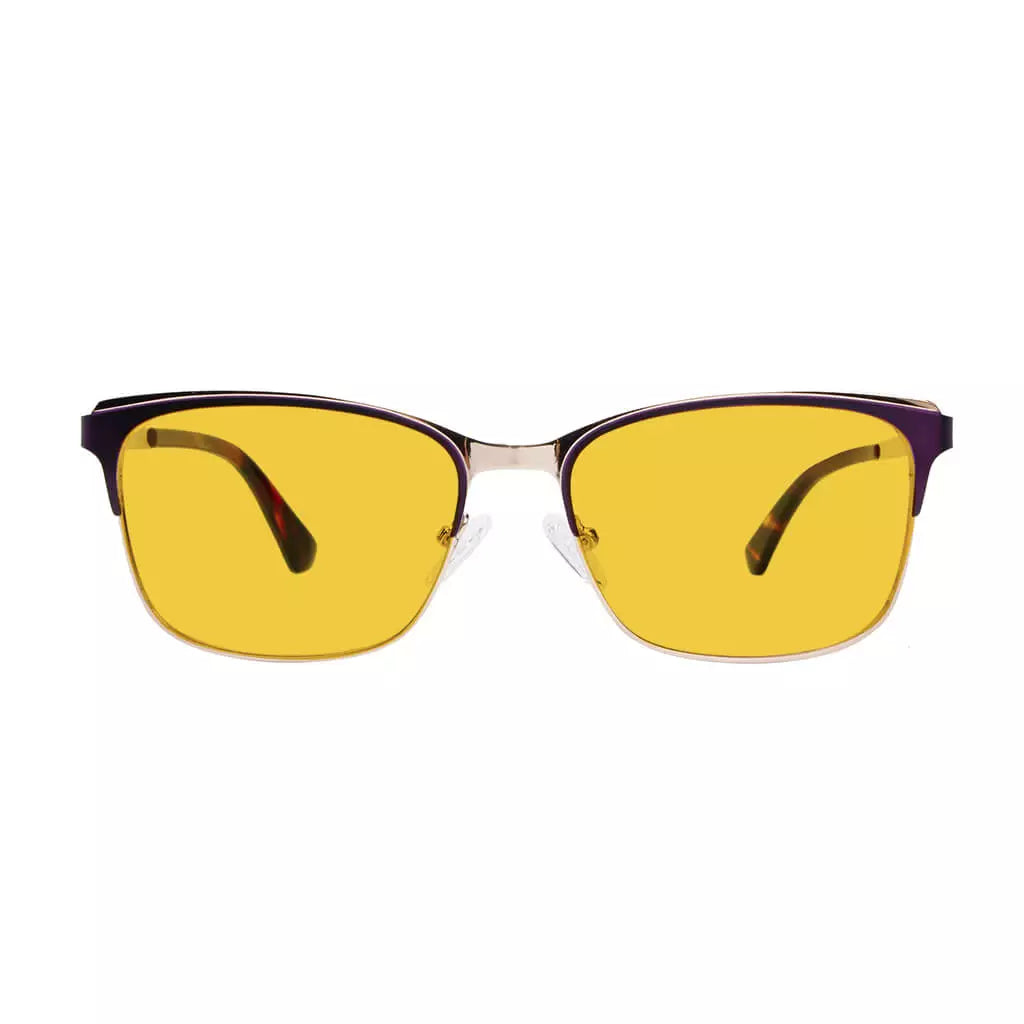 Square Blue Light Blocking Glasses Amber Tinted Women