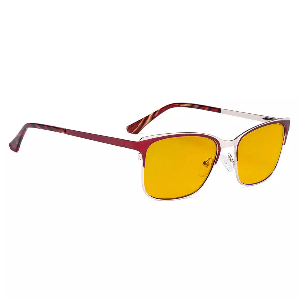 Square Blue Light Blocking Glasses Amber Tinted Women