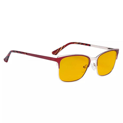 Square Blue Light Blocking Glasses Amber Tinted Women