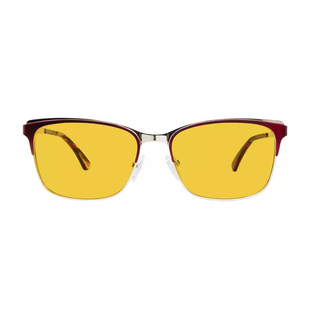 Square Blue Light Blocking Glasses Amber Tinted Women