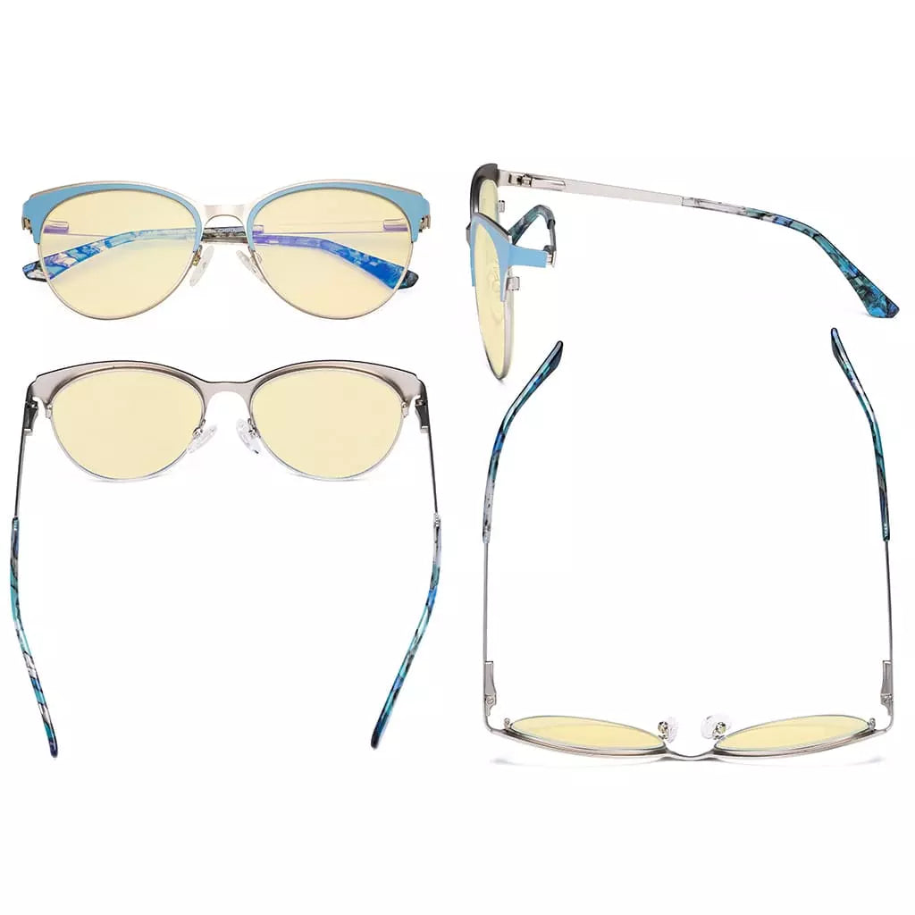 Cat-eye Blue Light Blocking Glasses Yellow Tinted Women