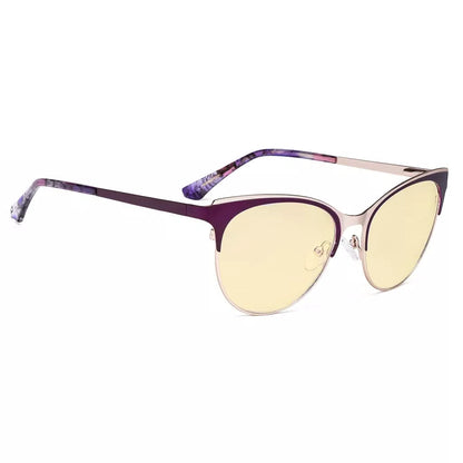 Cat-eye Blue Light Blocking Glasses Yellow Tinted Women