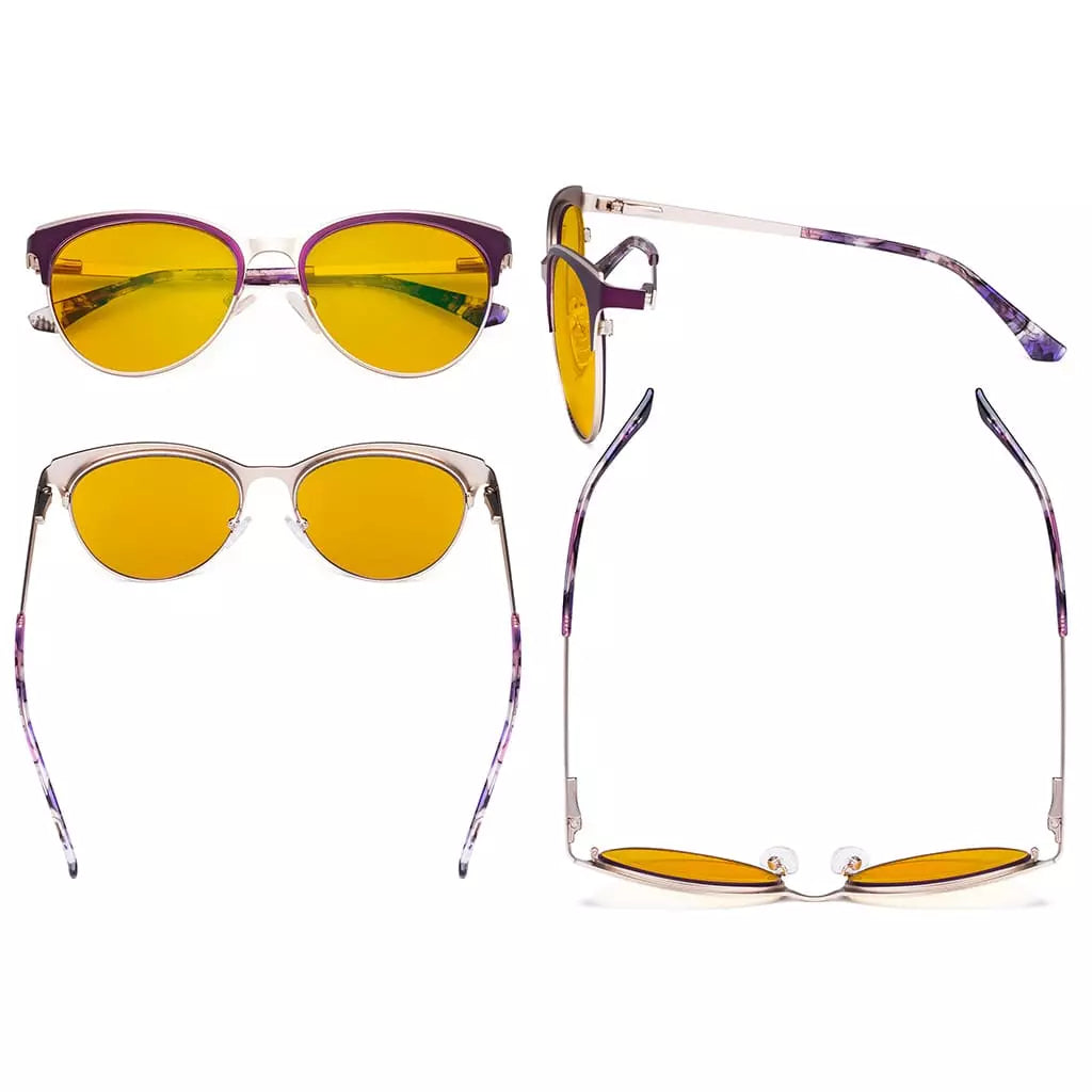 Cat-eye Blue Light Blocking Glasses Amber Tinted Women