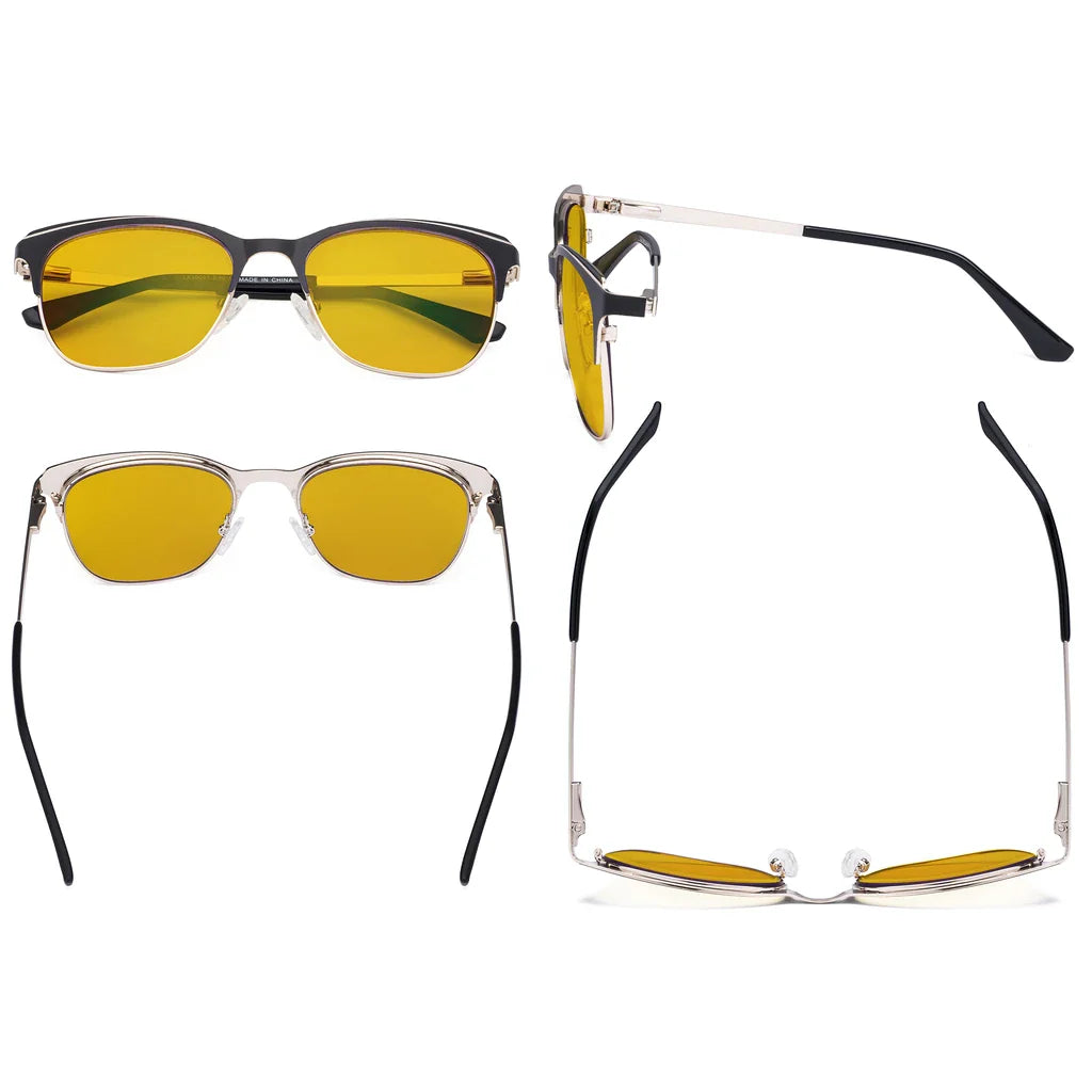 Square Blue Light Blocking Glasses Amber Tinted Women