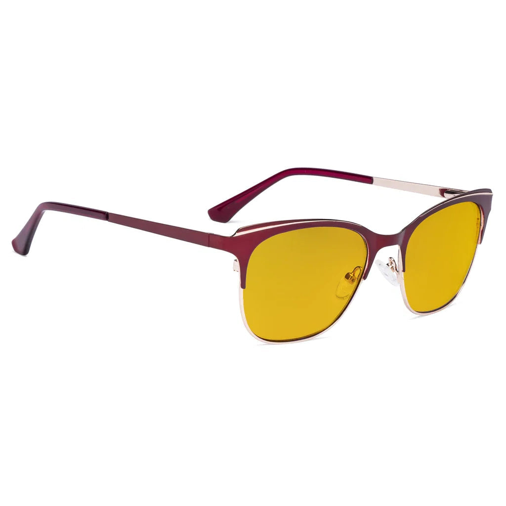 Square Blue Light Blocking Glasses Amber Tinted Women