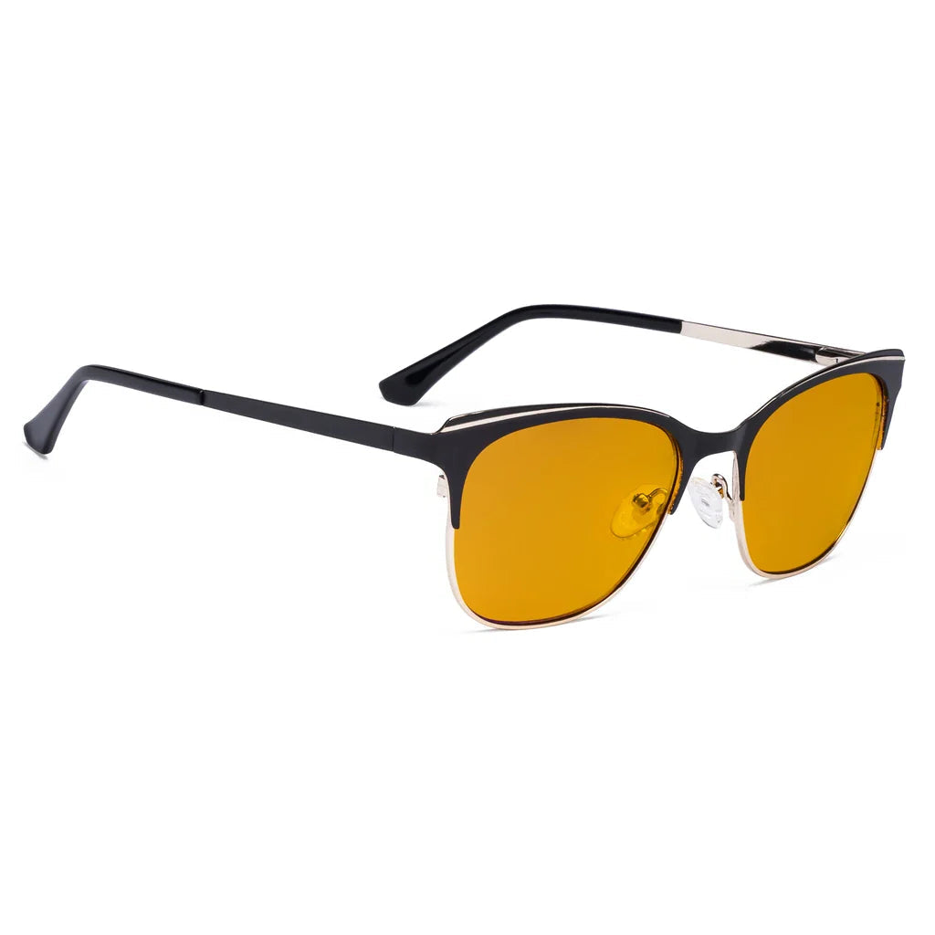 Square Blue Light Blocking Glasses Orange Tinted Women