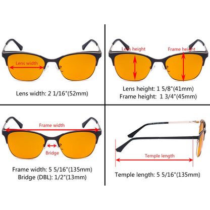 Square Blue Light Blocking Glasses Orange Tinted Women