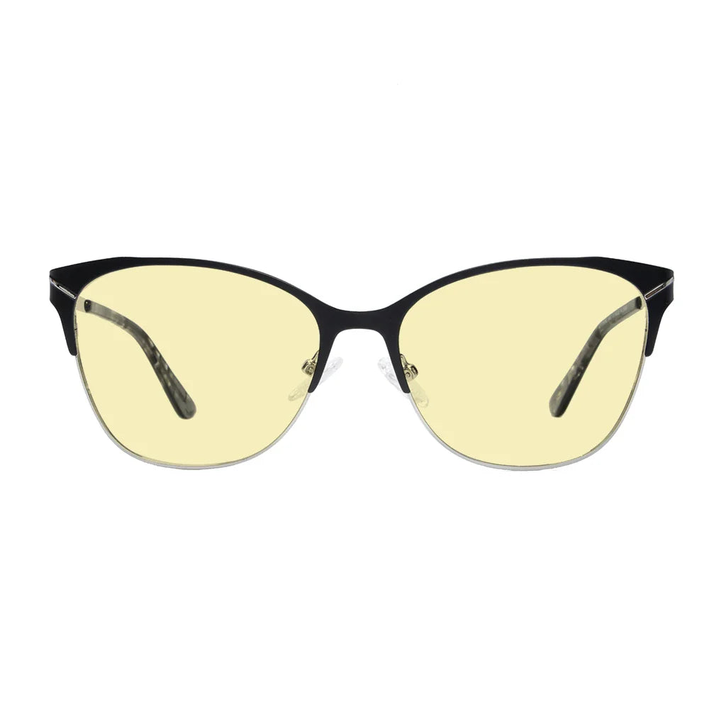 Half-Rim Light Blocking Glasses Yellow Tinted Women