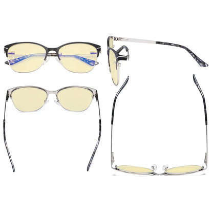 Half-Rim Light Blocking Glasses Yellow Tinted Women