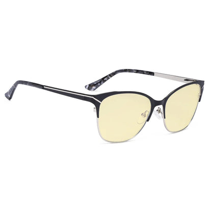 Half-Rim Light Blocking Glasses Yellow Tinted Women