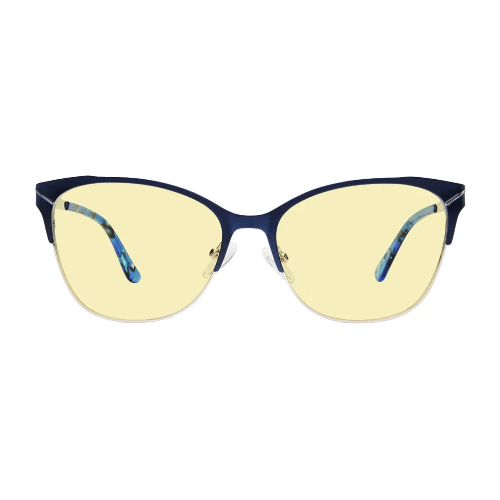 Half-Rim Light Blocking Glasses Yellow Tinted Women