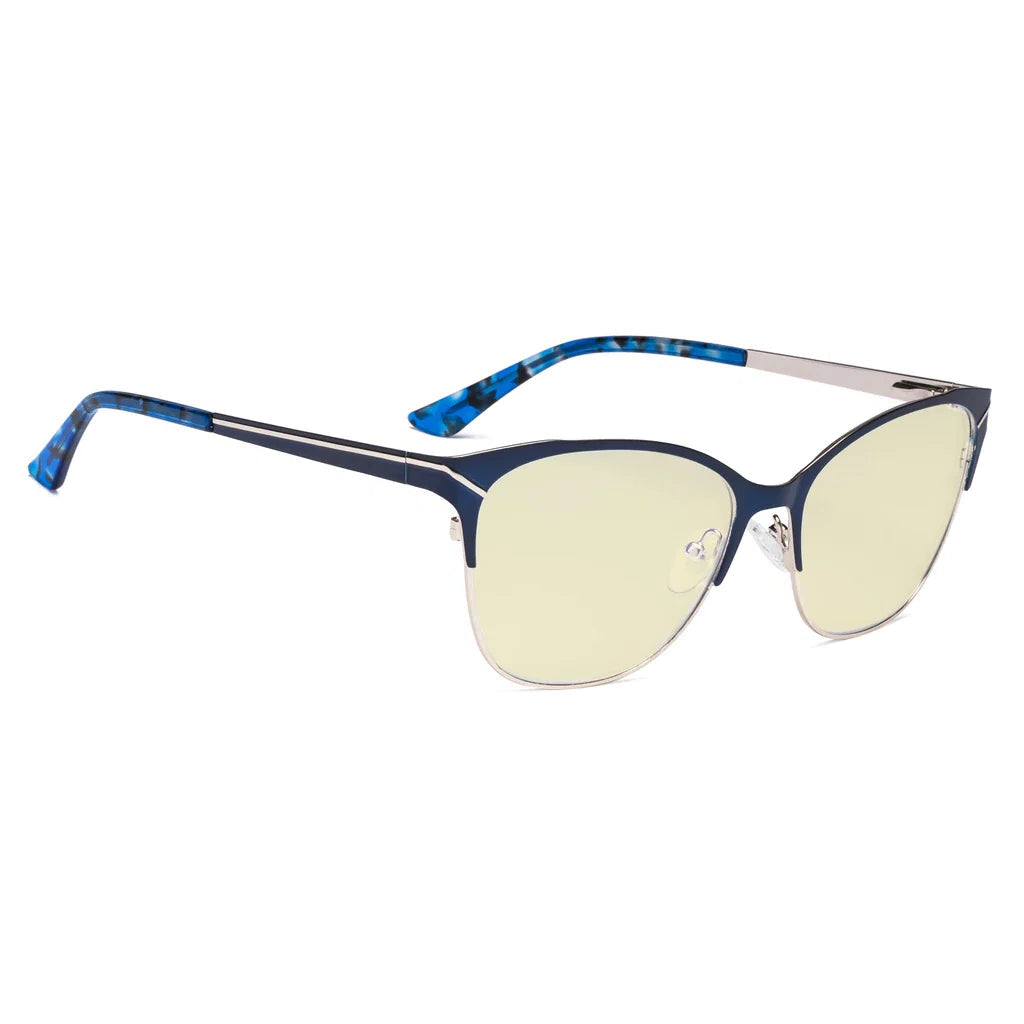 Half-Rim Light Blocking Glasses Yellow Tinted Women