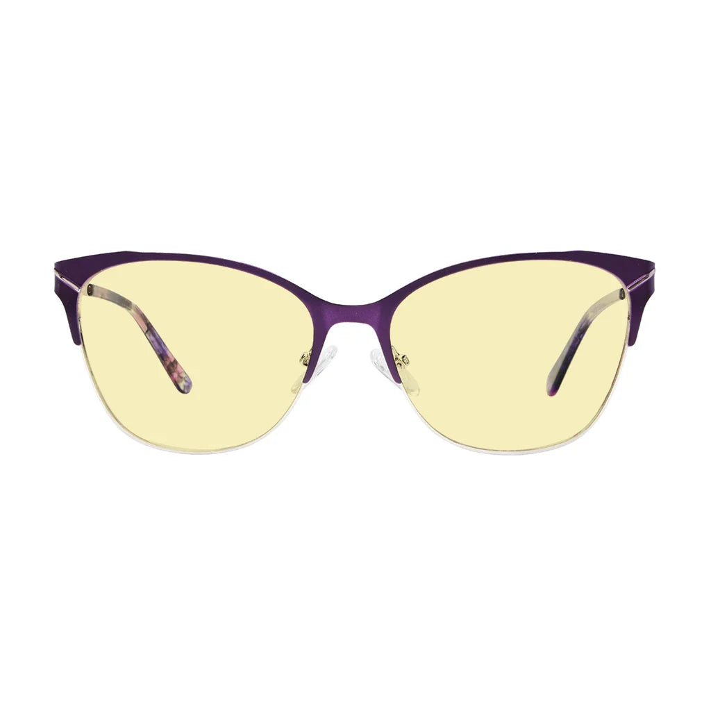 Half-Rim Light Blocking Glasses Yellow Tinted Women