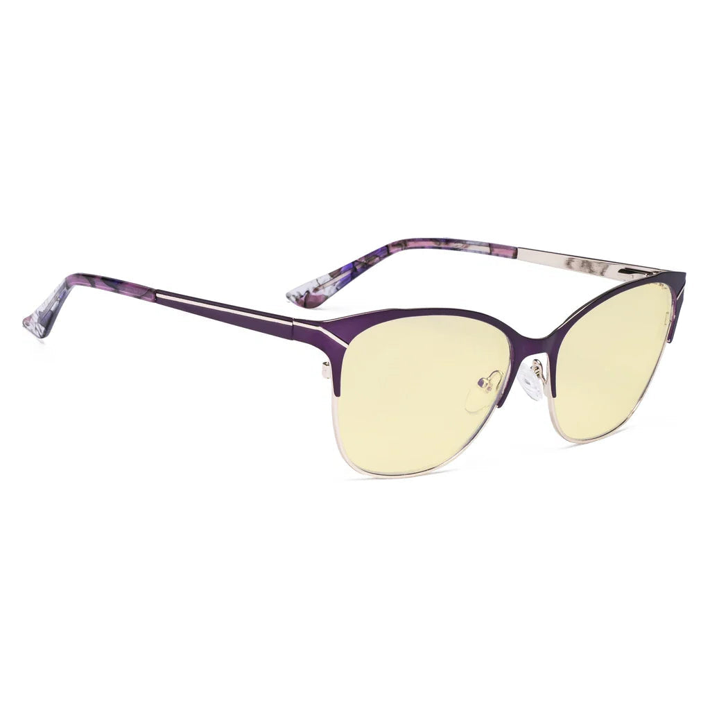 Half-Rim Light Blocking Glasses Yellow Tinted Women