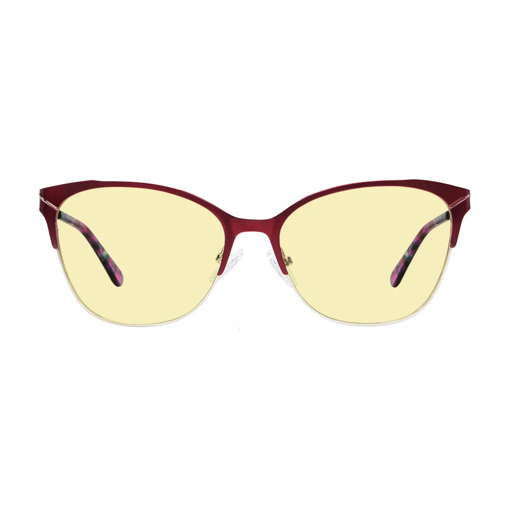 Half-Rim Light Blocking Glasses Yellow Tinted Women