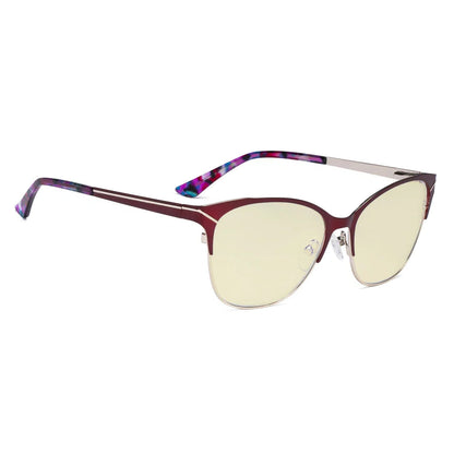 Half-Rim Light Blocking Glasses Yellow Tinted Women