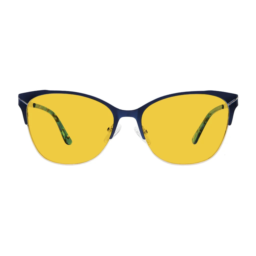 Half-Rim Light Blocking Glasses Amber Tinted Women