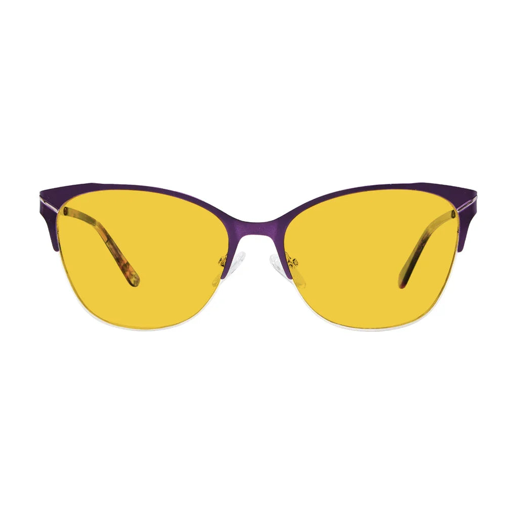 Half-Rim Light Blocking Glasses Amber Tinted Women