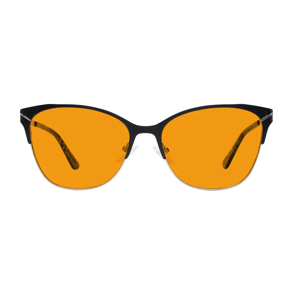 Half-Rim Light Blocking Glasses Orange Tinted Women