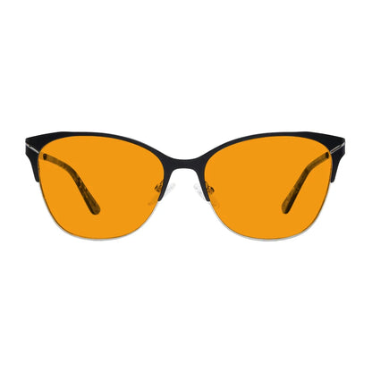 Half-Rim Light Blocking Glasses Orange Tinted Women