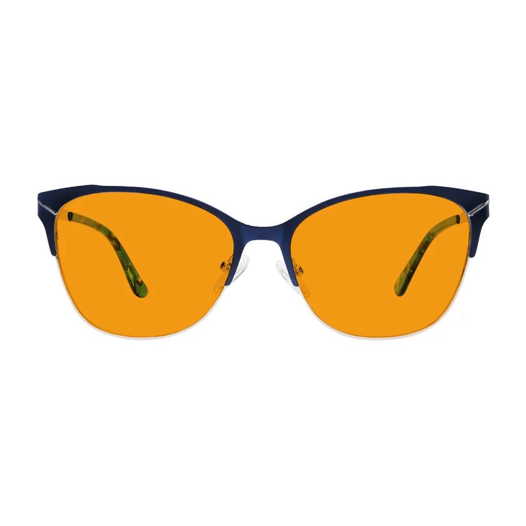 Half-Rim Light Blocking Glasses Orange Tinted Women
