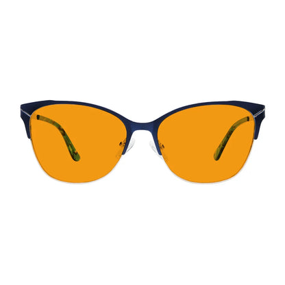 Half-Rim Light Blocking Glasses Orange Tinted Women