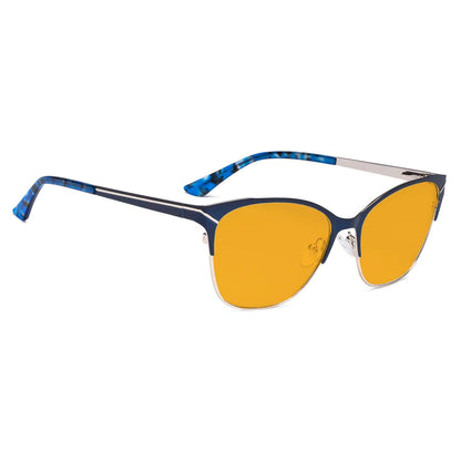 Half-Rim Light Blocking Glasses Orange Tinted Women