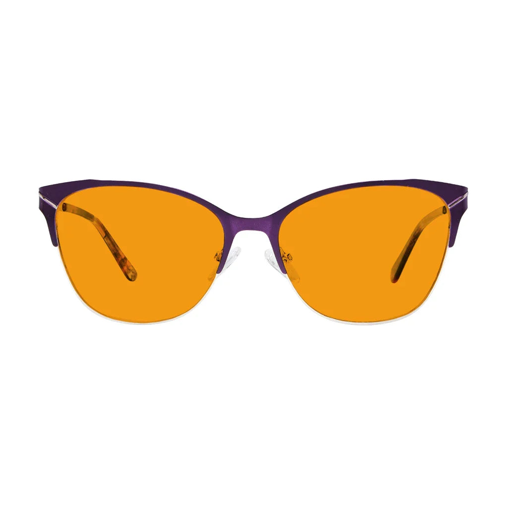 Half-Rim Light Blocking Glasses Orange Tinted Women