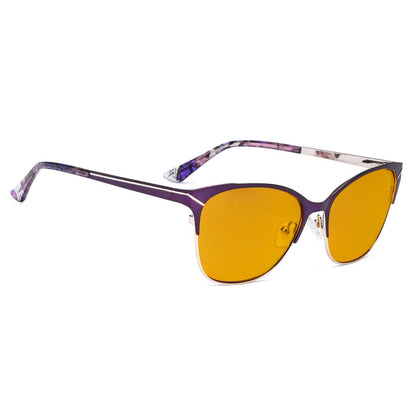 Half-Rim Light Blocking Glasses Orange Tinted Women