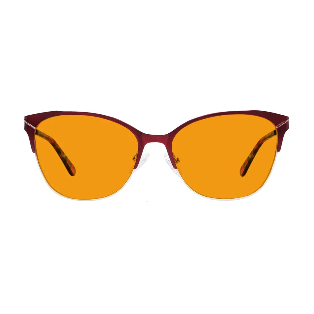 Half-Rim Light Blocking Glasses Orange Tinted Women