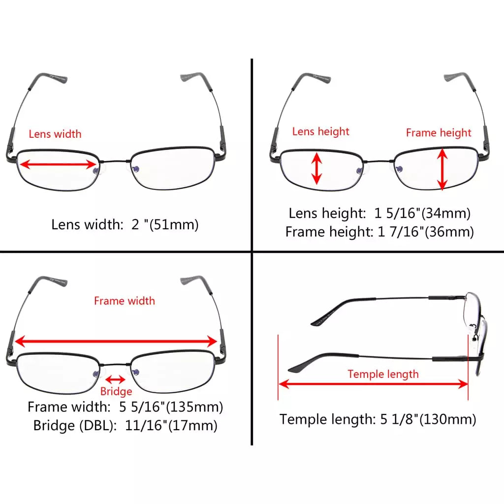 Progressive Titanium Blue Light Blocking Reading Glasses for Men and Women