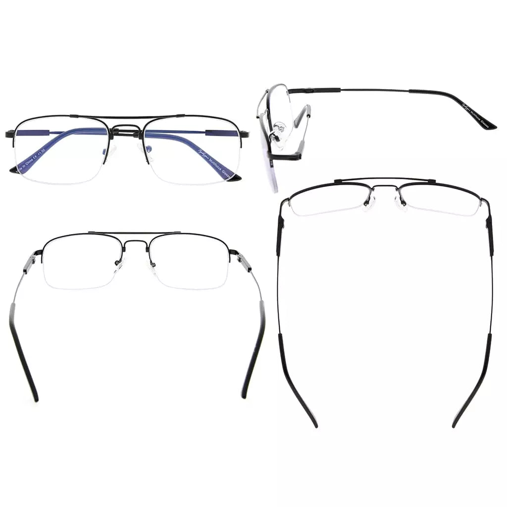 Progressive Titanium Blue Light Blocking Reading Glasses for Men and Women