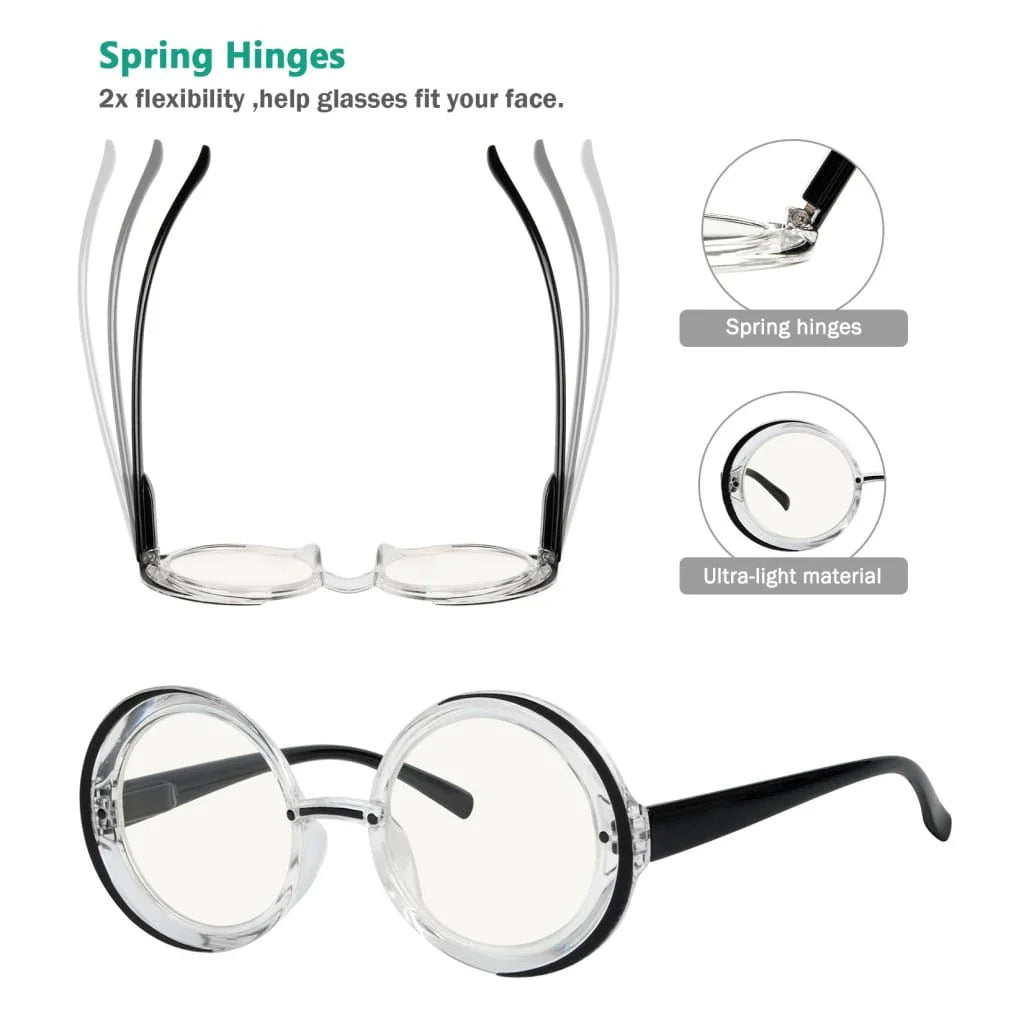 Round Multifocus Reading Glasses Women Men