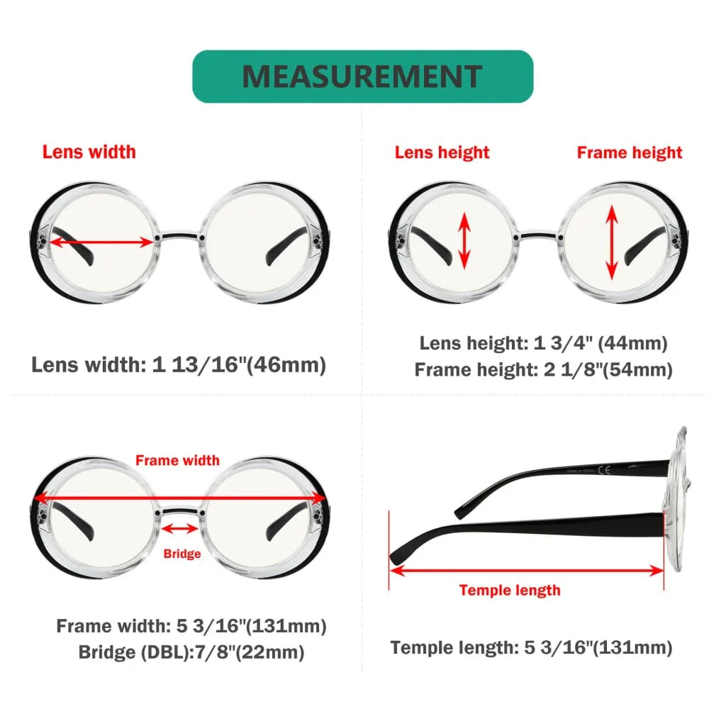 Round Multifocus Reading Glasses Women Men