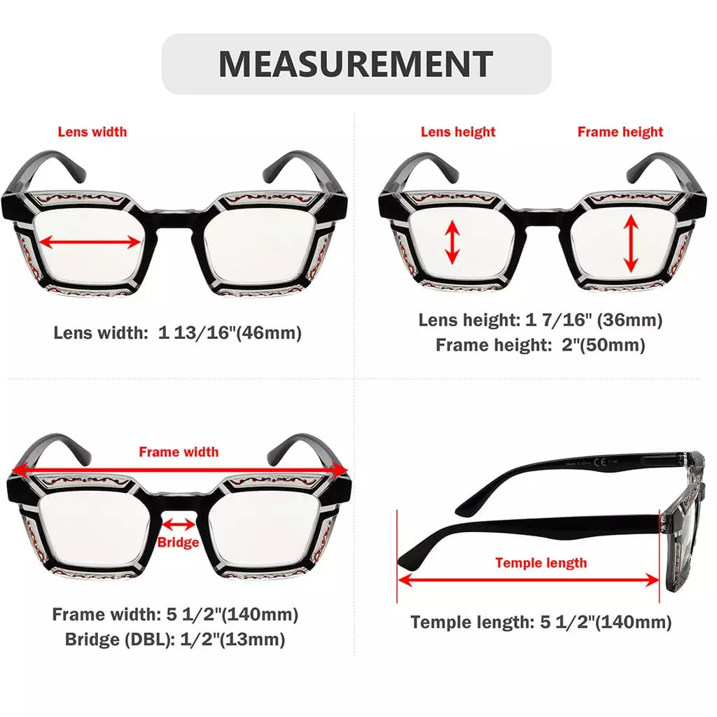 Progressive Pattern Blue Light Blocking Reading Glasses for Women