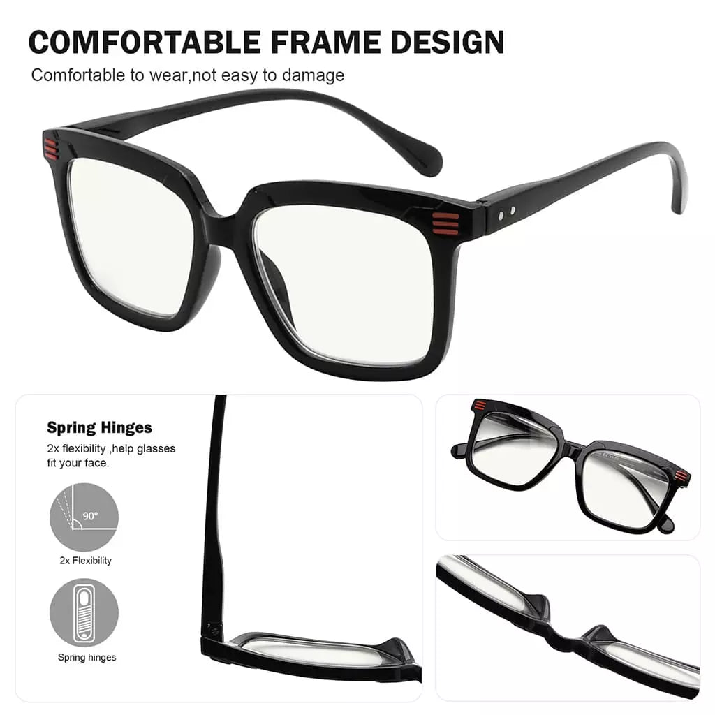 Square Multifocus Blue Light Blocking Reading Glasses Women Men