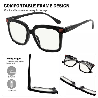 Square Multifocus Blue Light Blocking Reading Glasses Women Men