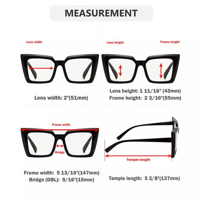 Progressive Oversize Blue Light Blocking Reading Glasses for Women