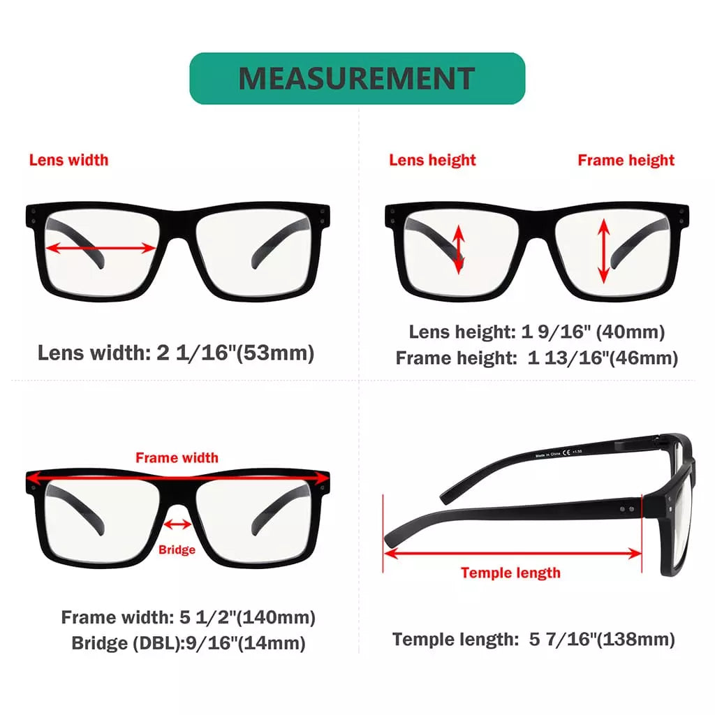 Oversize Multifocus Blue Light Blocking Reading Glasses Women Men