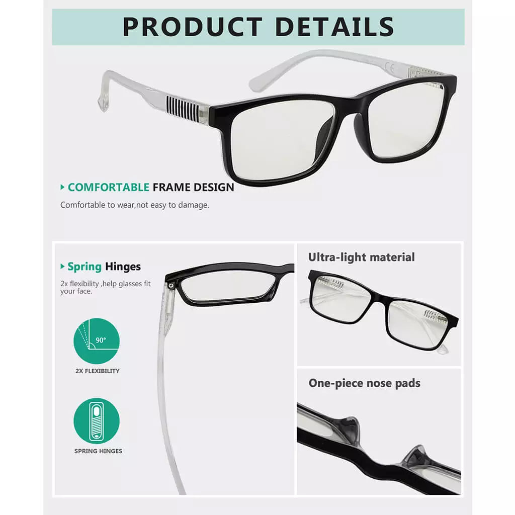 Multifocus Blue Light Blocking Reading Glasses Men