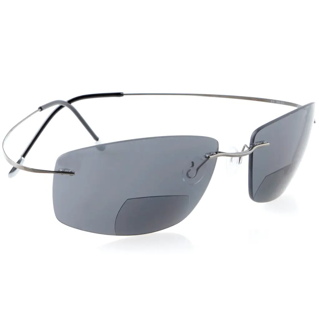 Titanium Rimless Bifocal Sunglasses for Women Men
