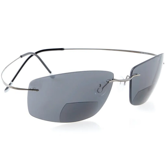Titanium Rimless Bifocal Sunglasses for Women Men