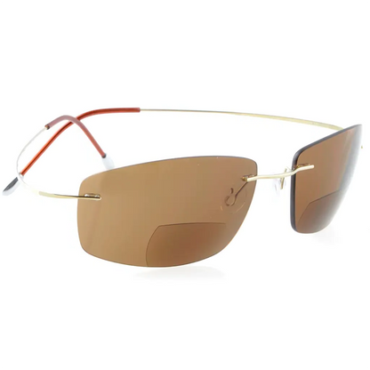 Titanium Rimless Bifocal Sunglasses for Women Men